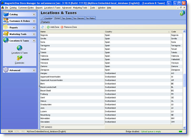 Locations and Taxes - Store Manager for osCommerce