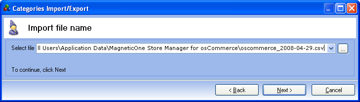 osCommerce Importing Categories