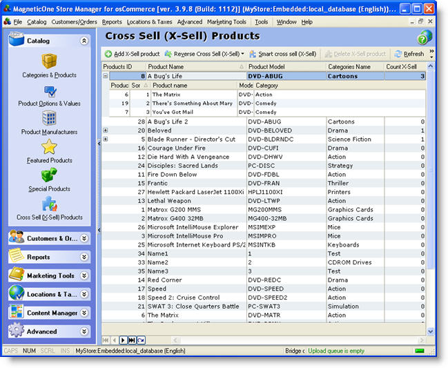 Store Manager for osCommerce Cross Sell (X-Sell) Products Management